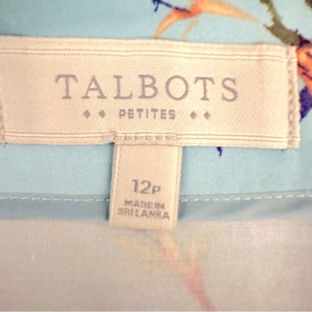 Talbots Blue Floral Skirt Back Zipper Size 12P - Picture 6 of 7